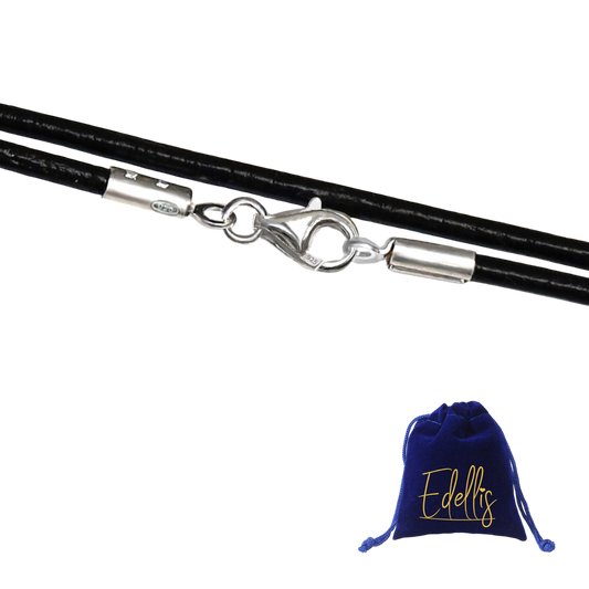 Lederband aus Ziegenleder – Schwarzes Glattleder-Collier mit 925 Silber