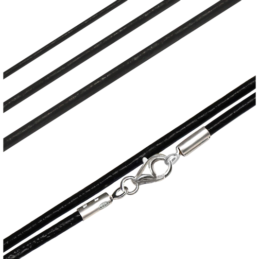 Lederband aus Ziegenleder – Schwarzes Glattleder-Collier mit 925 Silber