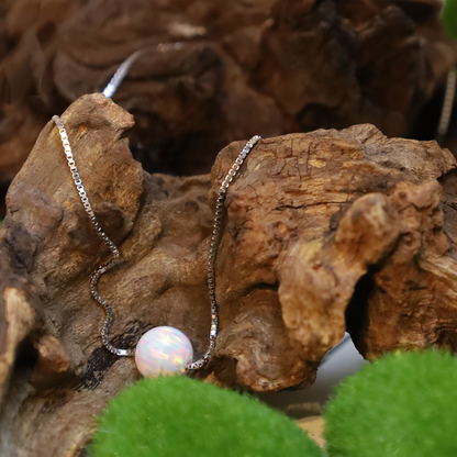 Halskette mit Weißem Opal 8 mm – 14 Karat Gold Gefüllt | Minimalistische Opal-Perlen-Kette