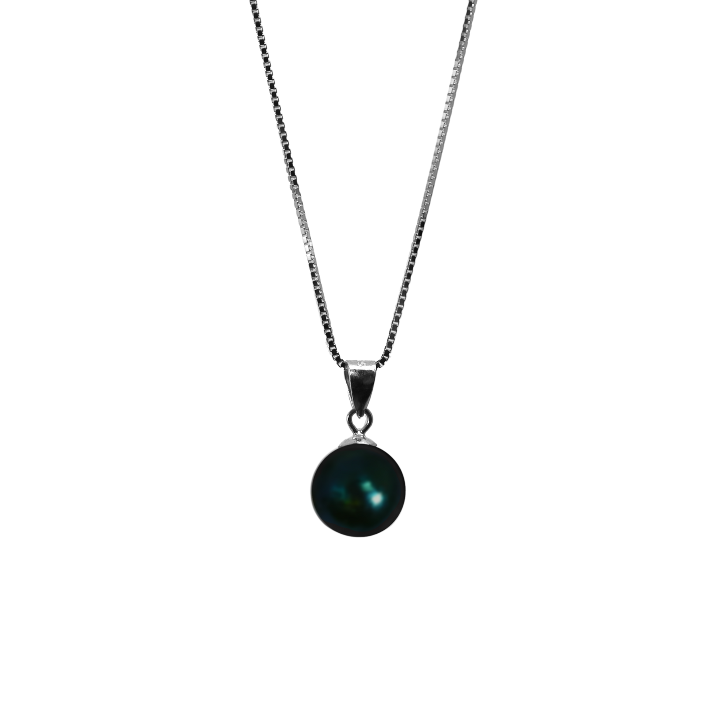 Tahiti-Perlen Anhänger auf rhodinierter 925 Silber Venezianerkette – Freisteller