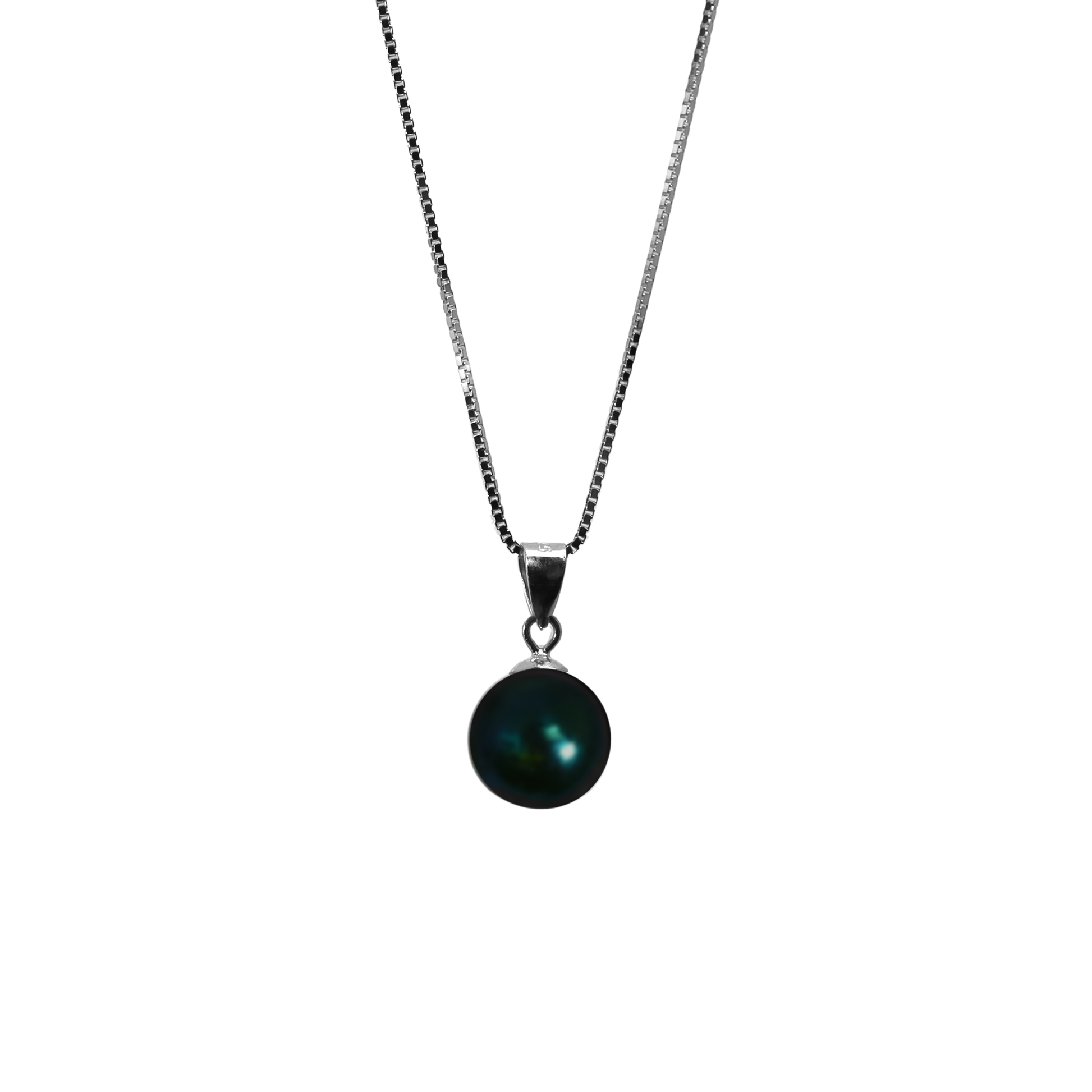 Tahiti-Perlen Anhänger auf rhodinierter 925 Silber Venezianerkette – Freisteller