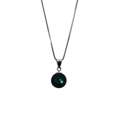 Tahiti-Perlen Anhänger auf rhodinierter 925 Silber Venezianerkette – Freisteller