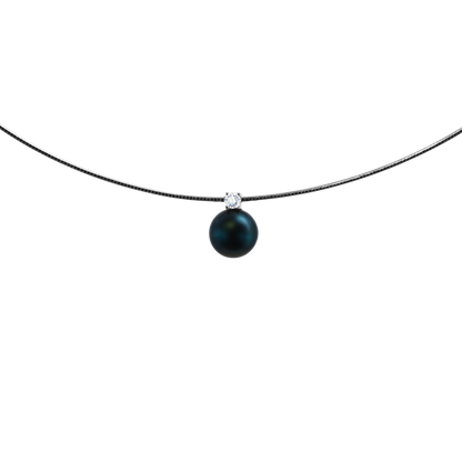 Omega Halskette mit Tahiti-Perle (8–9 mm, AA+) & Zirkonia – 925 Sterling Silber, rhodiniert