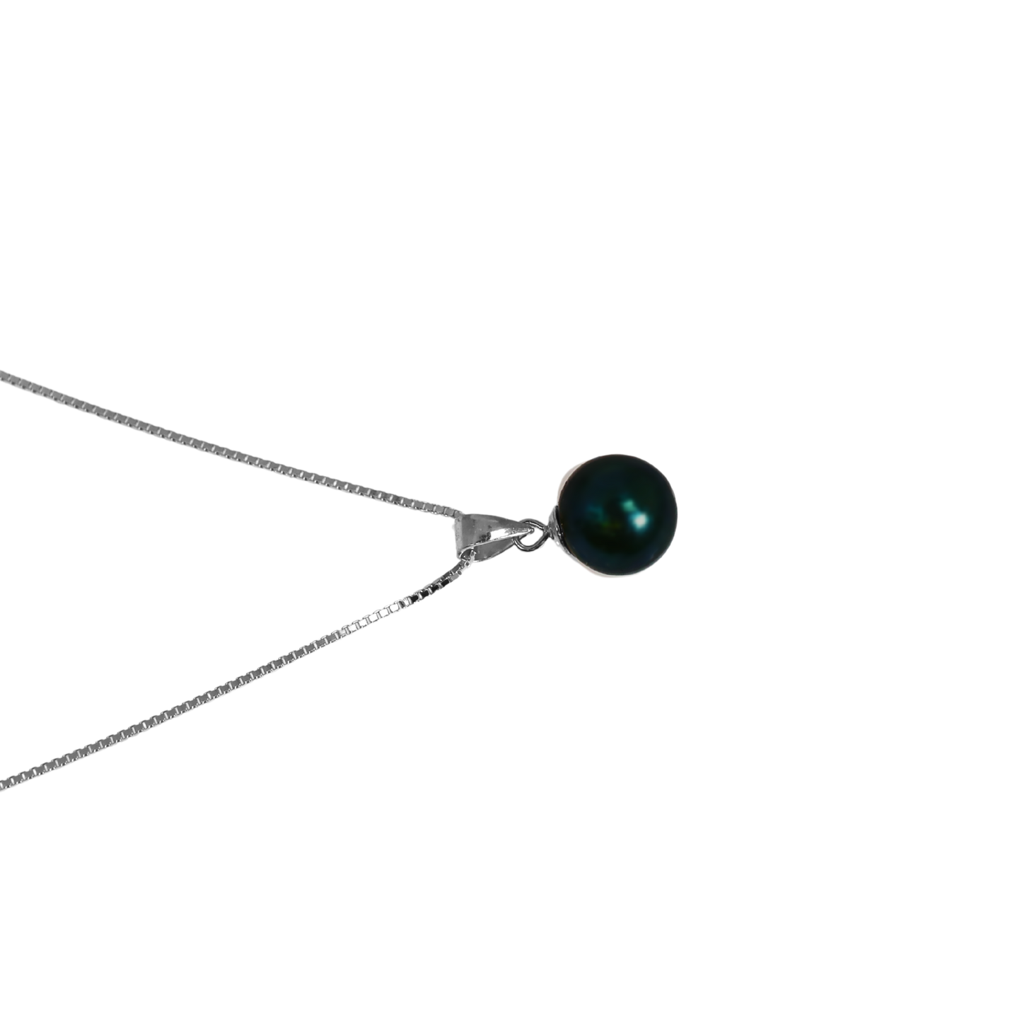 Tahiti-Perlen Halskette Pfau – 9 mm AA+ auf 925 Sterling Silber Venezianer Kette