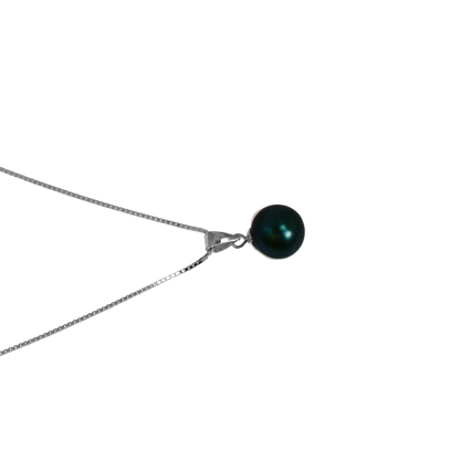 Tahiti-Perlen Halskette Pfau – 9 mm AA+ auf 925 Sterling Silber Venezianer Kette