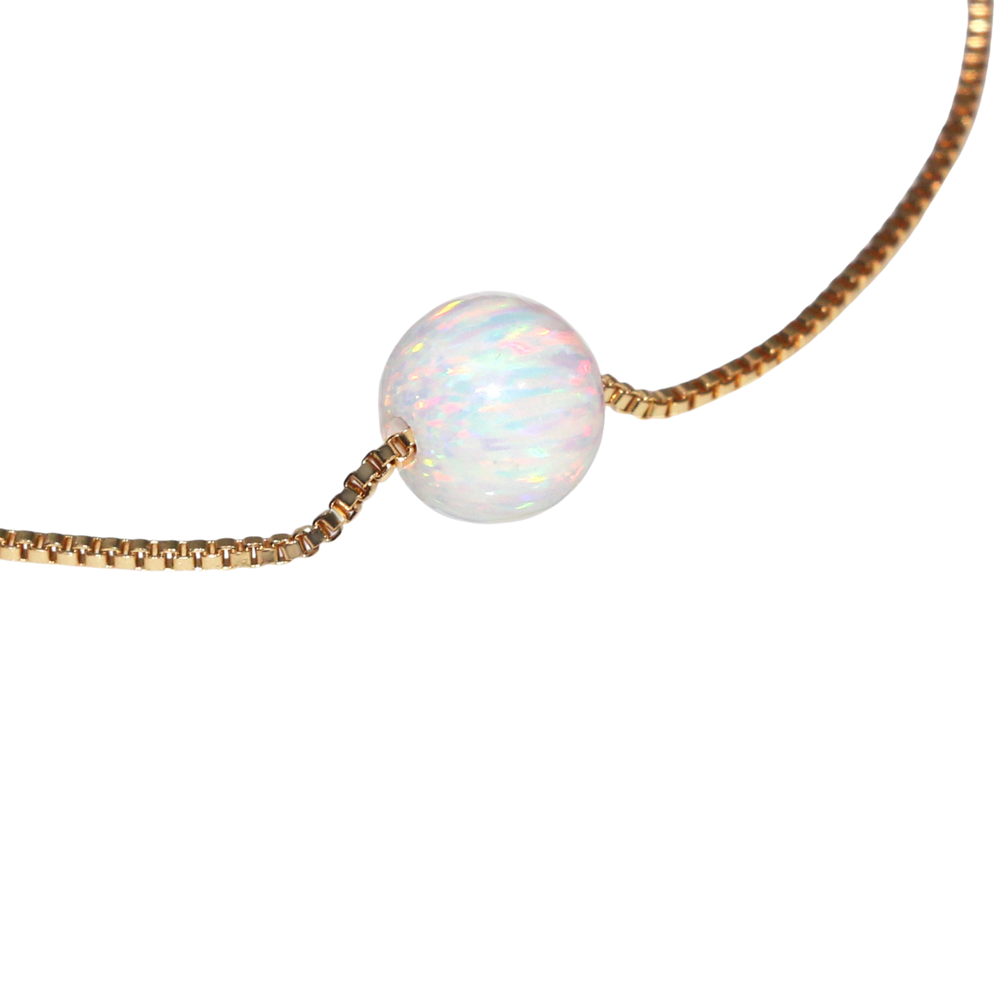 Halskette mit Weißem Opal 8 mm – 14 Karat Gold Gefüllt | Minimalistische Opal-Perlen-Kette