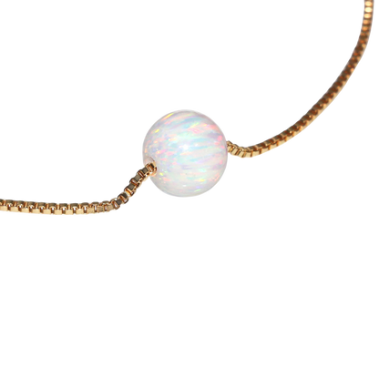 Halskette mit Weißem Opal 8 mm – 14 Karat Gold Gefüllt | Minimalistische Opal-Perlen-Kette