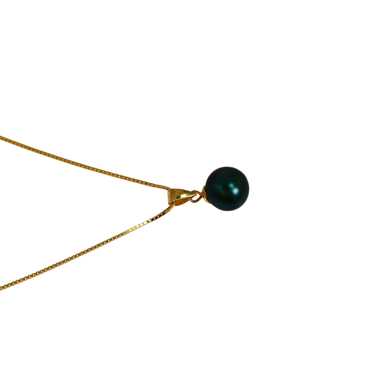 Tahiti-Perlen Halskette Pfau – 9 mm AA+ auf 925 Sterling Silber Venezianer Kette