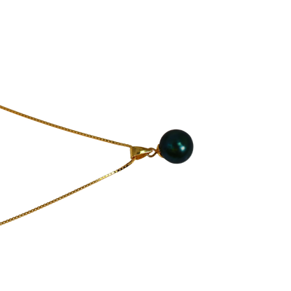 Tahiti-Perlen Halskette Pfau – 9 mm AA+ auf 925 Sterling Silber Venezianer Kette