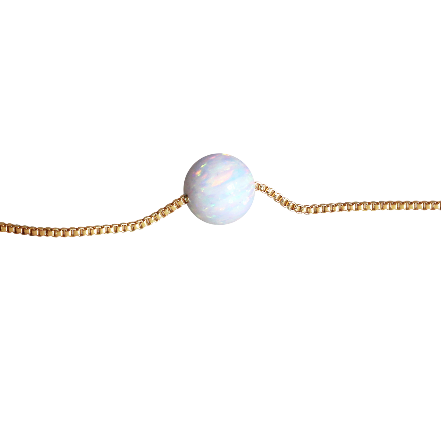 Halskette mit Weißem Opal 8 mm – 14 Karat Gold Gefüllt | Minimalistische Opal-Perlen-Kette