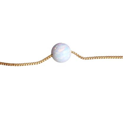Halskette mit Weißem Opal 8 mm – 14 Karat Gold Gefüllt | Minimalistische Opal-Perlen-Kette