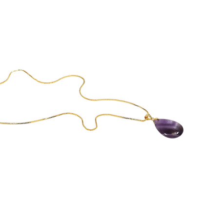 Engelstränen Kette – Vergoldete 925 Silber Halskette mit Edelstein-Anhänger