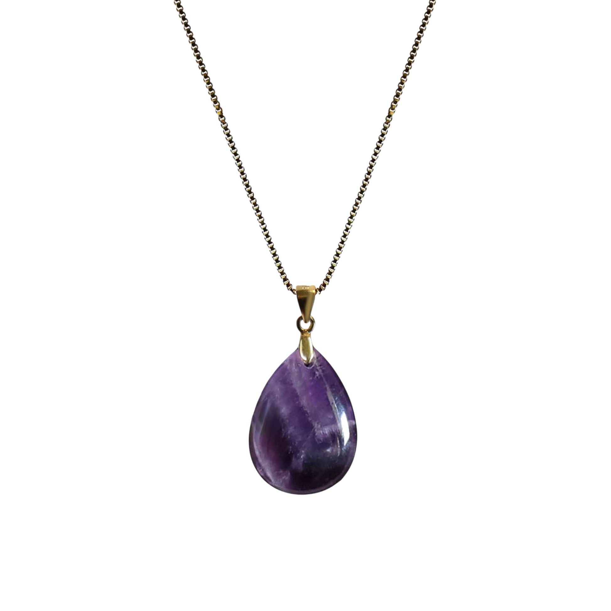 Edellis Engelstränen Kette mit vergoldeter Silberkette und Amethyst-Anhänger