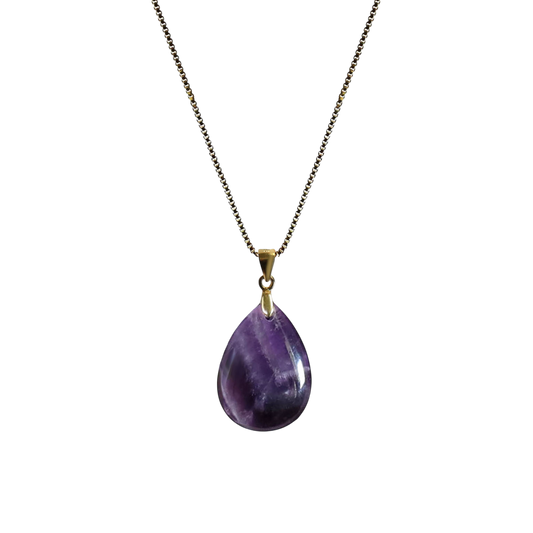 Edellis Engelstränen Kette mit vergoldeter Silberkette und Amethyst-Anhänger