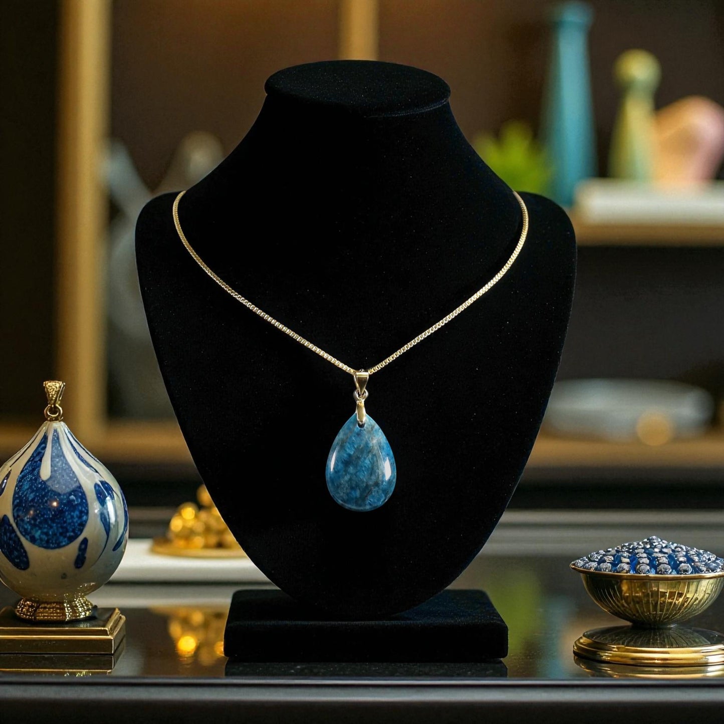 Engelstränen Kette – Vergoldete 925 Silber Halskette mit Edelstein-Anhänger