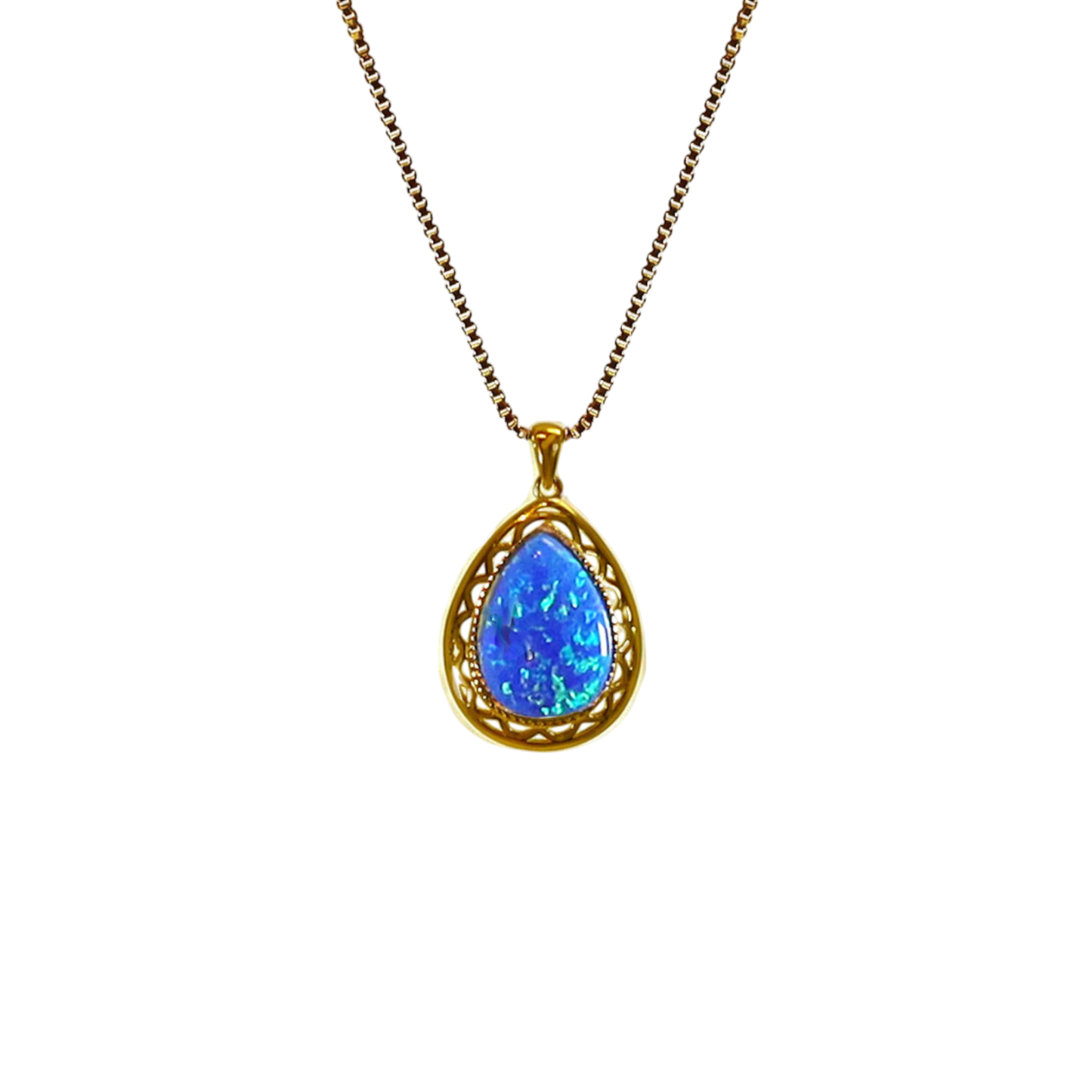 Edellis Tropfen-Halskette mit Weißem oder Blauem Opal – 925 Sterling Silber, Vergoldet oder Rhodiniert