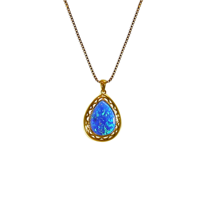 Edellis Tropfen-Halskette mit Weißem oder Blauem Opal – 925 Sterling Silber, Vergoldet oder Rhodiniert