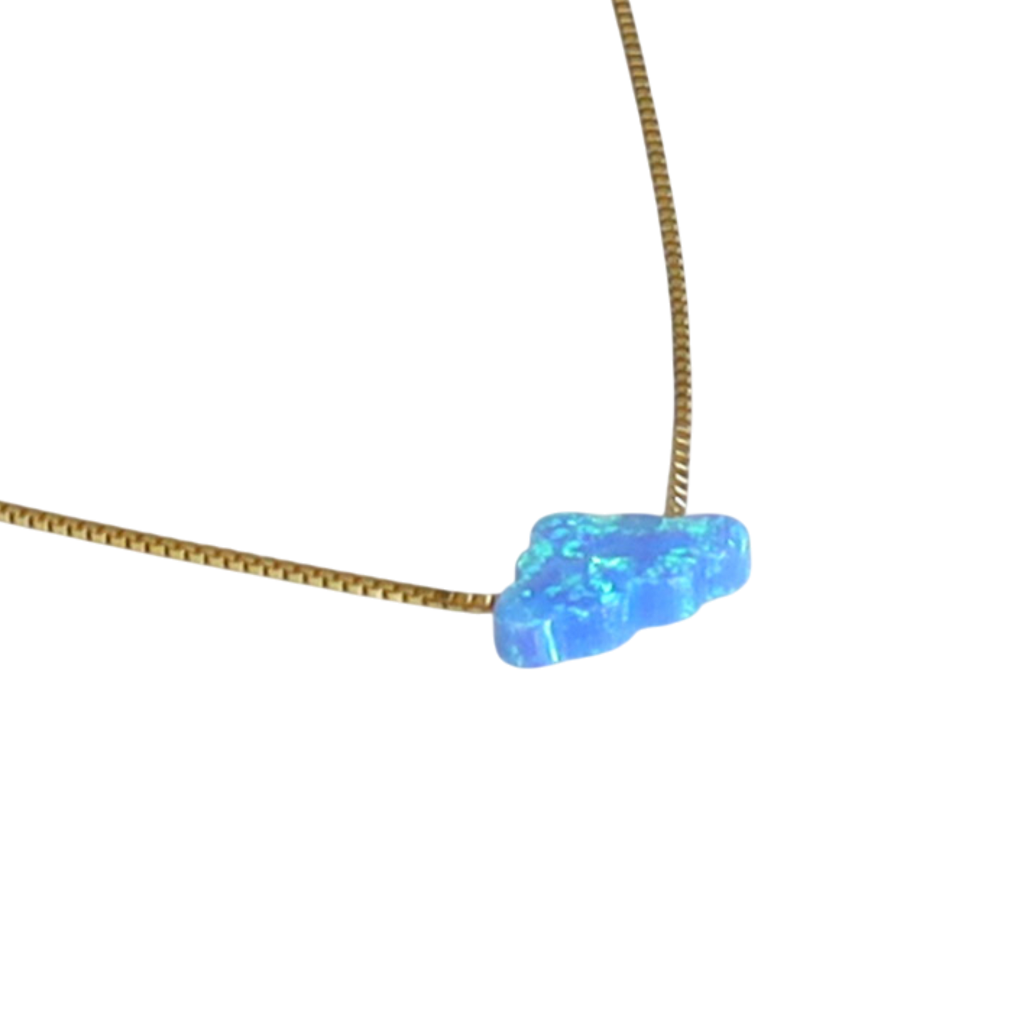 Edellis Wolken Opal Halskette – Blauer oder Weißer Opal Anhänger auf 925 Sterling Silber oder 18K Vergoldeter Box Kette | Länge 40–45 cm