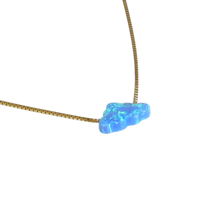 Edellis Wolken Opal Halskette – Blauer oder Weißer Opal Anhänger auf 925 Sterling Silber oder 18K Vergoldeter Box Kette | Länge 40–45 cm