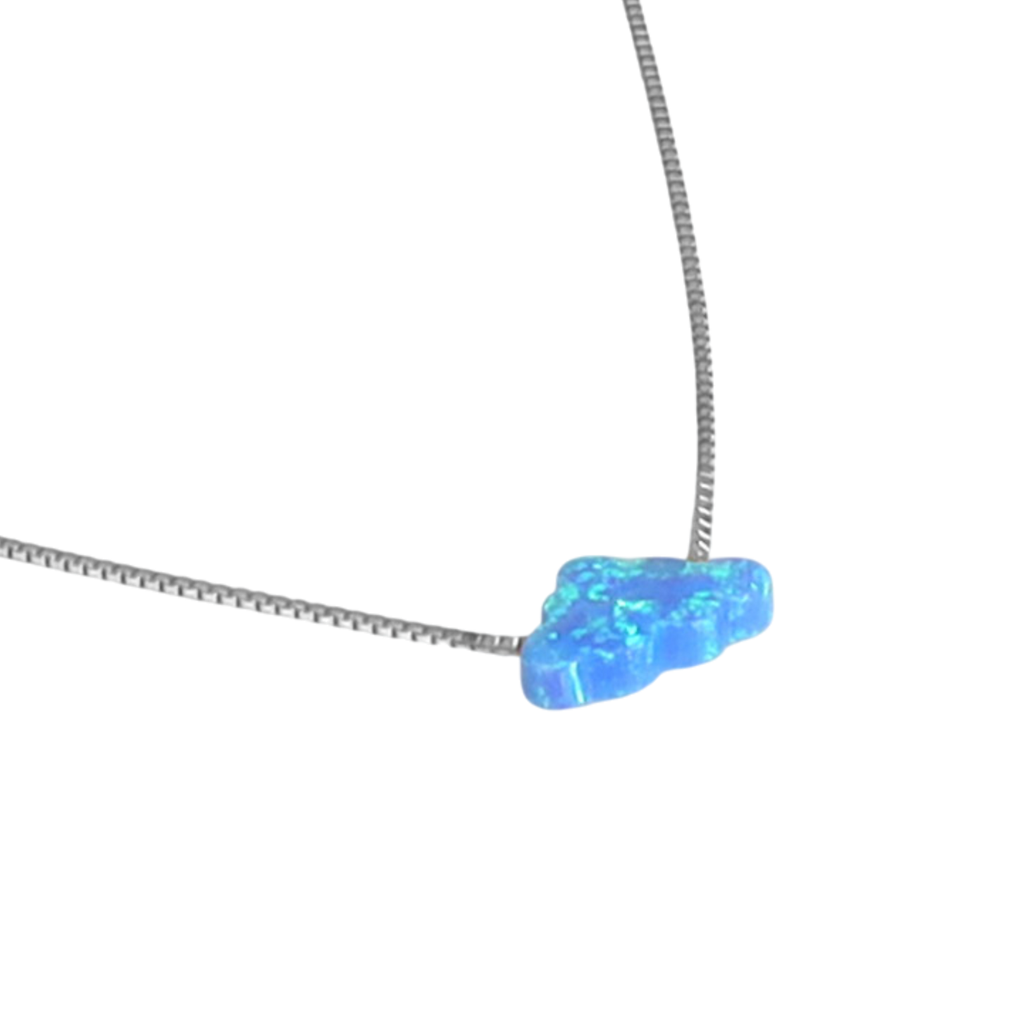 Edellis Wolken Opal Halskette – Blauer oder Weißer Opal Anhänger auf 925 Sterling Silber oder 18K Vergoldeter Box Kette | Länge 40–45 cm