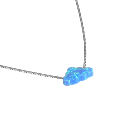 Edellis Wolken Opal Halskette – Blauer oder Weißer Opal Anhänger auf 925 Sterling Silber oder 18K Vergoldeter Box Kette | Länge 40–45 cm