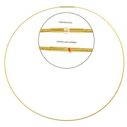 Gold Collier – Edelstahl Halsreif vergoldet 18K mit Bajonett-Drehverschluss (Ø 1 mm)