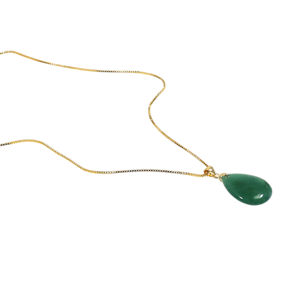 Engelstränen Kette – Vergoldete 925 Silber Halskette mit Edelstein-Anhänger