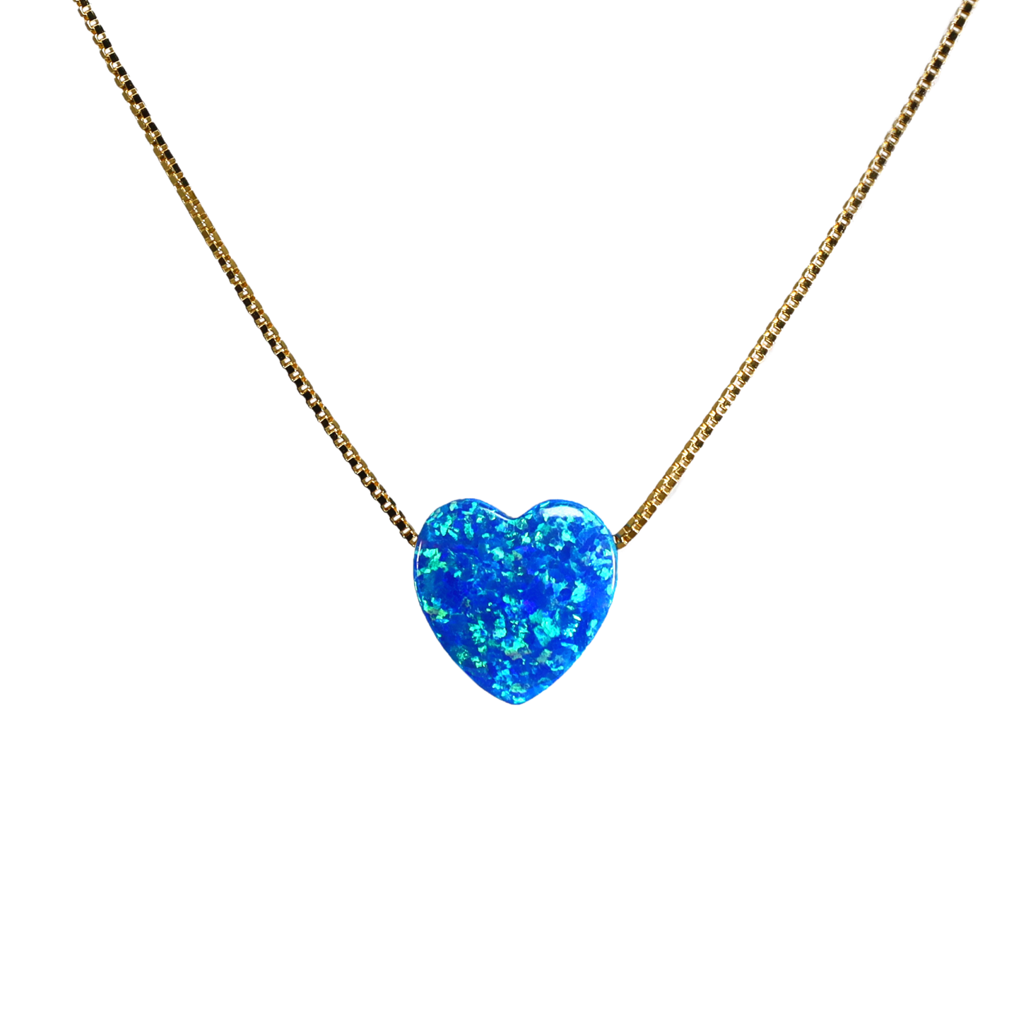 	Goldene Venezianer-Kette mit blauem Herzopal