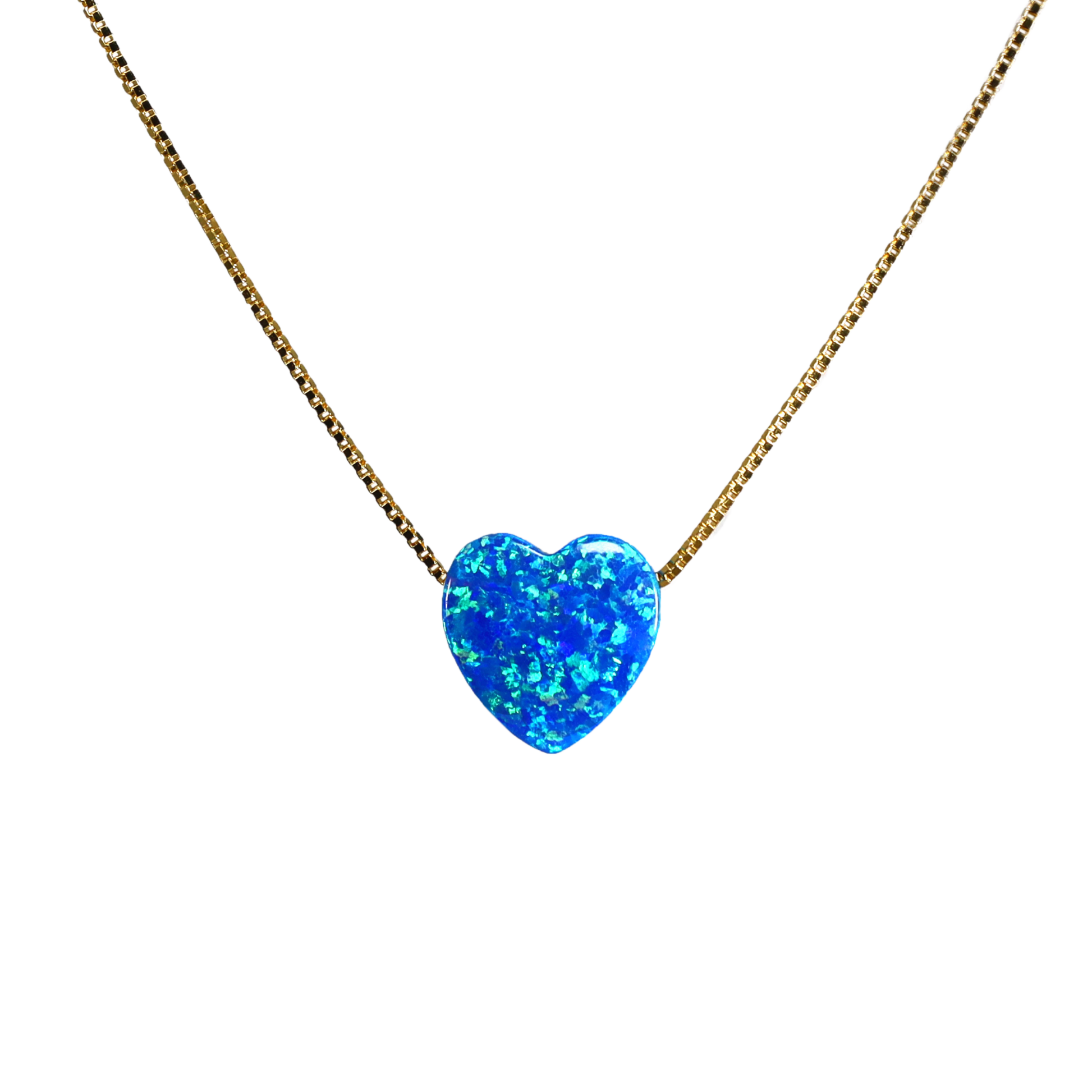 	Goldene Venezianer-Kette mit blauem Herzopal