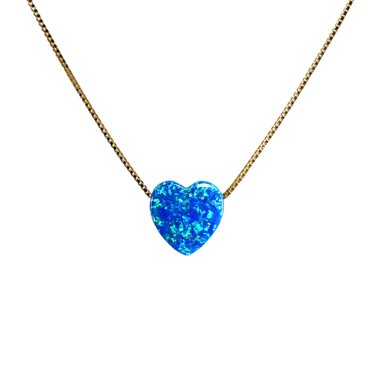 	Goldene Venezianer-Kette mit blauem Herzopal