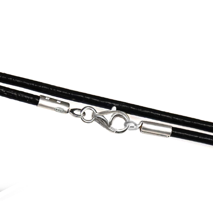 Damen-Choker aus Ziegenleder mit weißem Opal (8 mm) mit 925 Sterling-Silber Karabinerverschluss | Länge wählbar