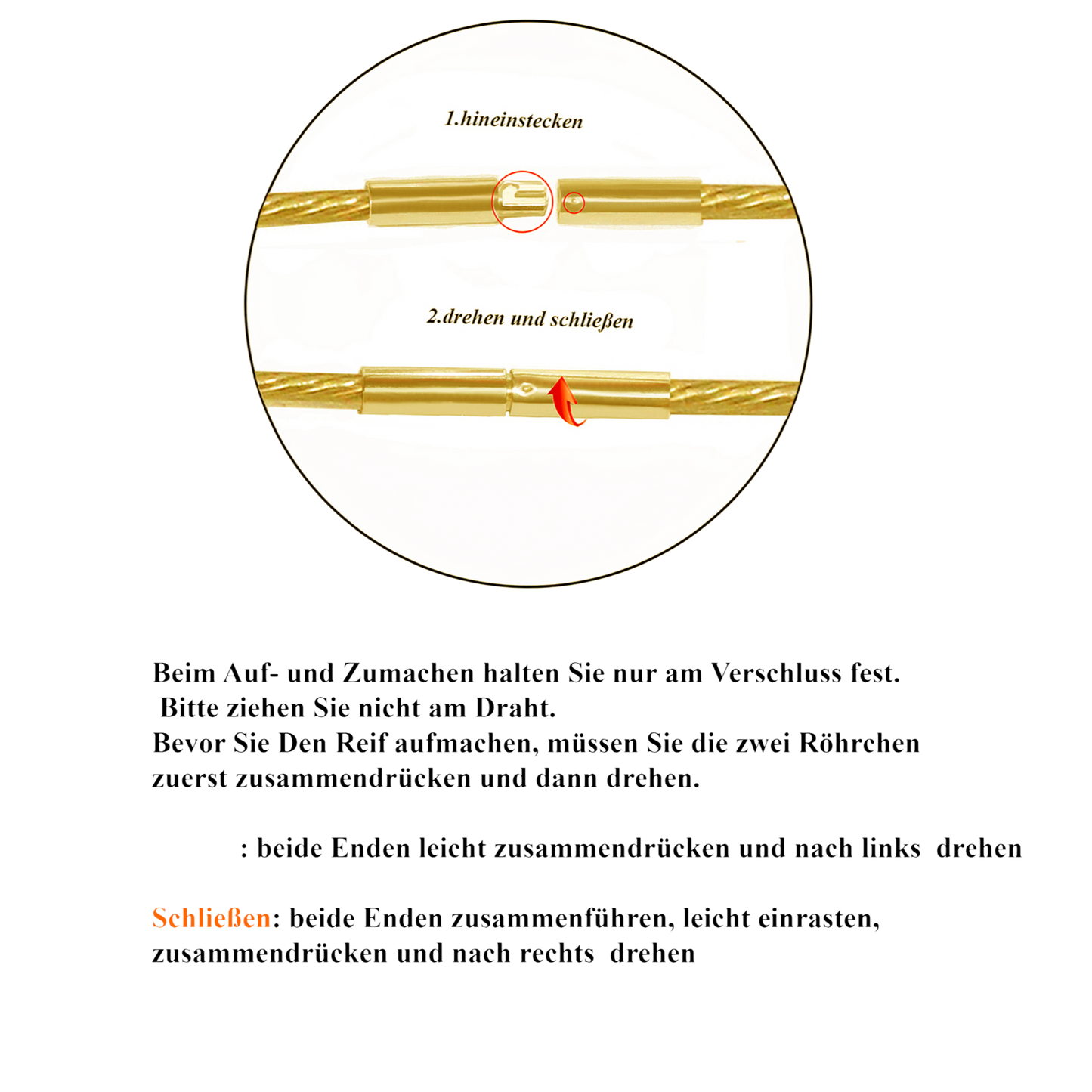 Anleitung zum Öffnen und Schließen – Edellis Collier