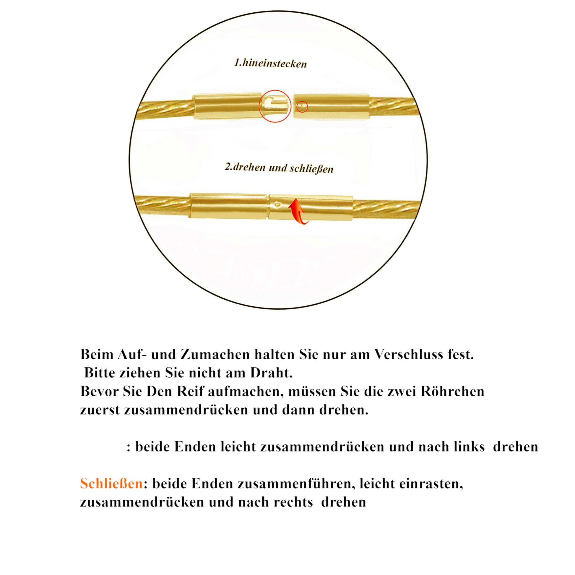 Anleitung zum Öffnen und Schließen – Edellis Collier