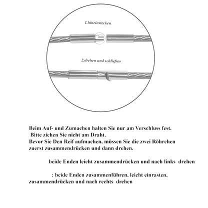 Anleitung zum Öffnen und Schließen – Edellis Edelstahlreif
