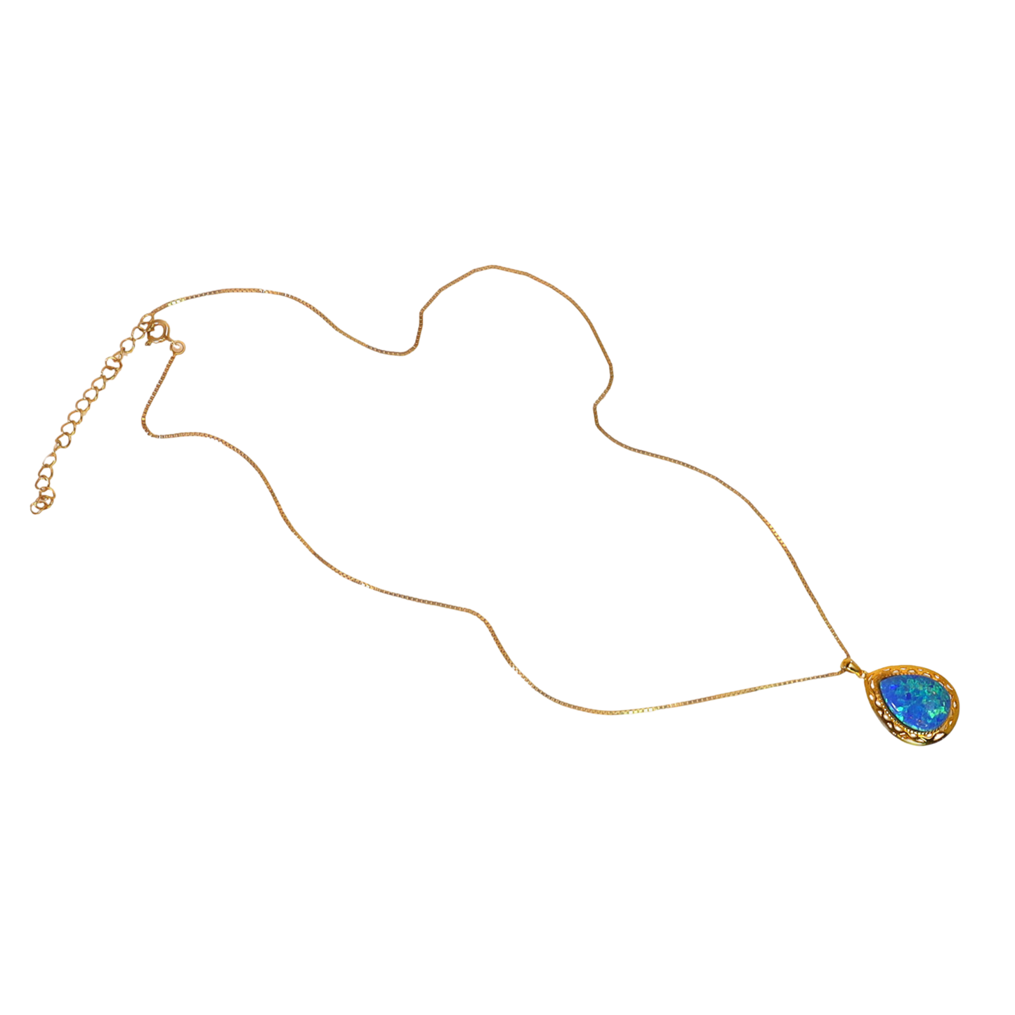 Edellis Tropfen-Halskette mit Weißem oder Blauem Opal – 925 Sterling Silber, Vergoldet oder Rhodiniert