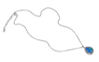 Edellis Tropfen-Halskette mit Weißem oder Blauem Opal – 925 Sterling Silber, Vergoldet oder Rhodiniert