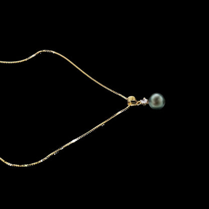 Edellis Tahiti-Perle 8–9 mm AA+ an 925er Silber Venezianer | verstellbar 40–45 cm