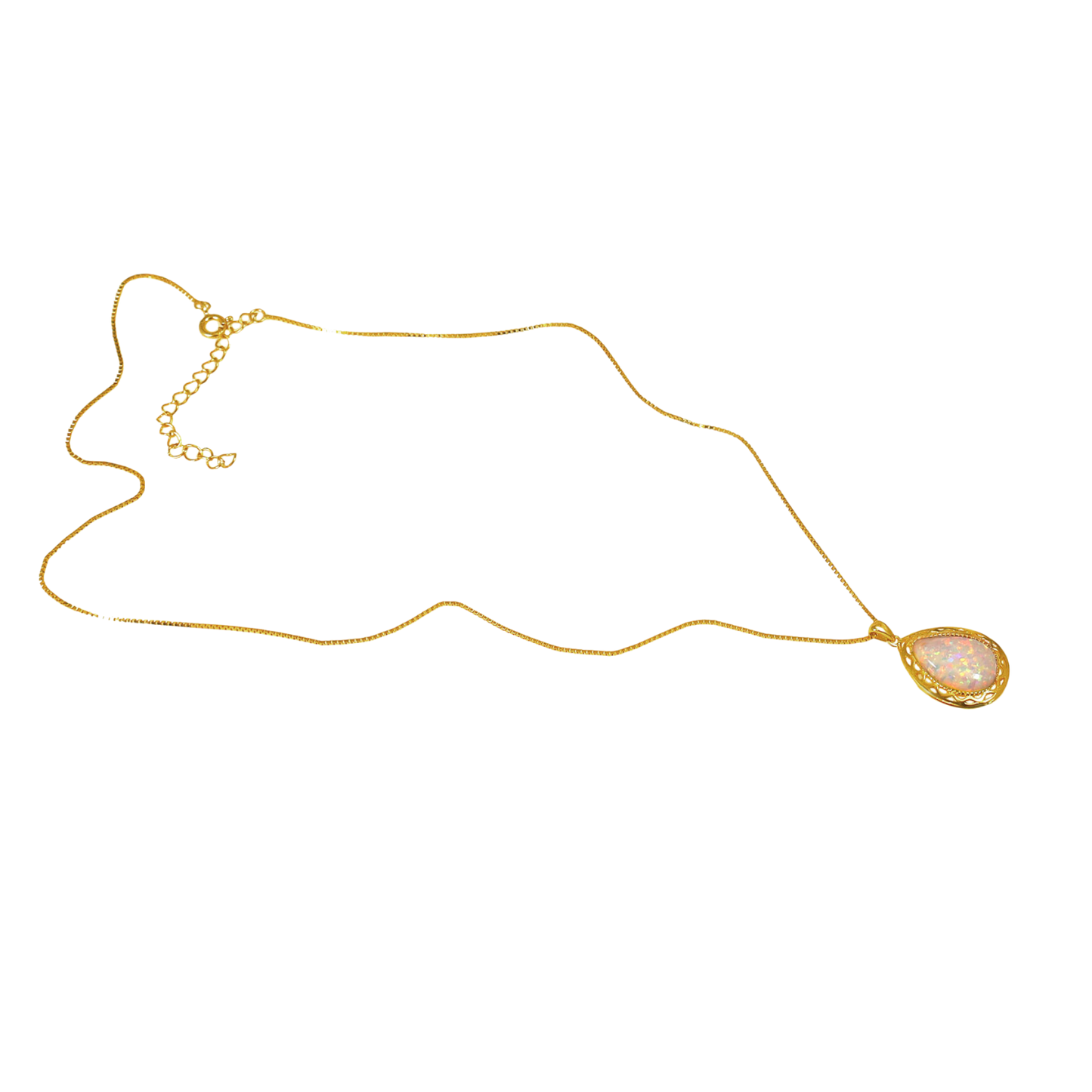 Edellis Tropfen-Halskette mit Weißem oder Blauem Opal – 925 Sterling Silber, Vergoldet oder Rhodiniert