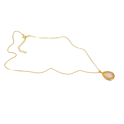 Edellis Tropfen-Halskette mit Weißem oder Blauem Opal – 925 Sterling Silber, Vergoldet oder Rhodiniert