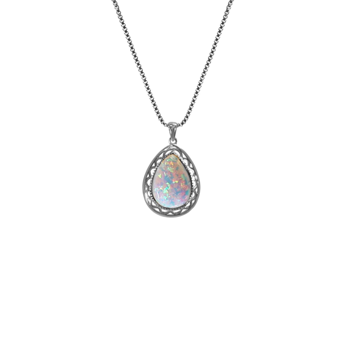 Edellis Tropfen-Halskette mit Weißem oder Blauem Opal – 925 Sterling Silber, Vergoldet oder Rhodiniert