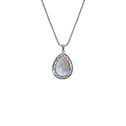 Edellis Tropfen-Halskette mit Weißem oder Blauem Opal – 925 Sterling Silber, Vergoldet oder Rhodiniert