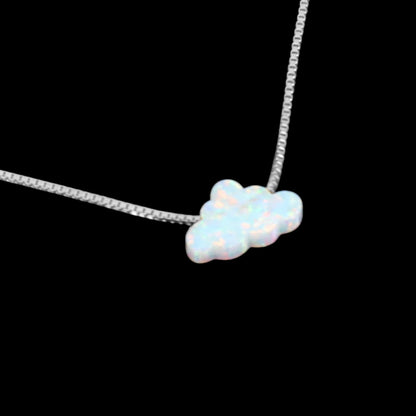 Edellis Wolken Opal Halskette – Blauer oder Weißer Opal Anhänger auf 925 Sterling Silber oder 18K Vergoldeter Box Kette | Länge 40–45 cm