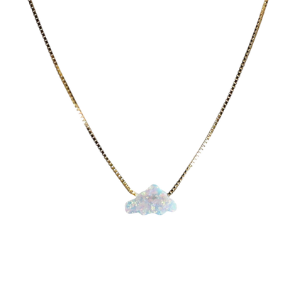 Edellis Wolken Opal Halskette – Blauer oder Weißer Opal Anhänger auf 925 Sterling Silber oder 18K Vergoldeter Box Kette | Länge 40–45 cm