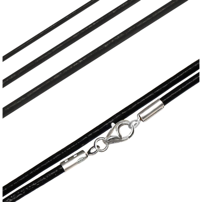 Lederband aus Ziegenleder – Schwarzes Glattleder-Collier mit 925 Silber