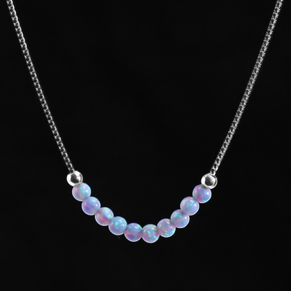 Feine Opal-Perlen-Halskette – Hellblauer synthetischer Opal 3 mm | Vergoldetes oder Weiß-rhodiniertes 925 Sterling Silber