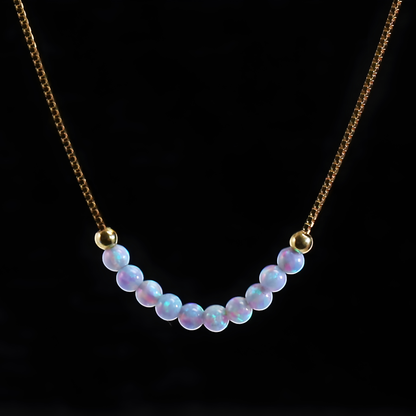 Feine Opal-Perlen-Halskette – Hellblauer synthetischer Opal 3 mm | Vergoldetes oder Weiß-rhodiniertes 925 Sterling Silber