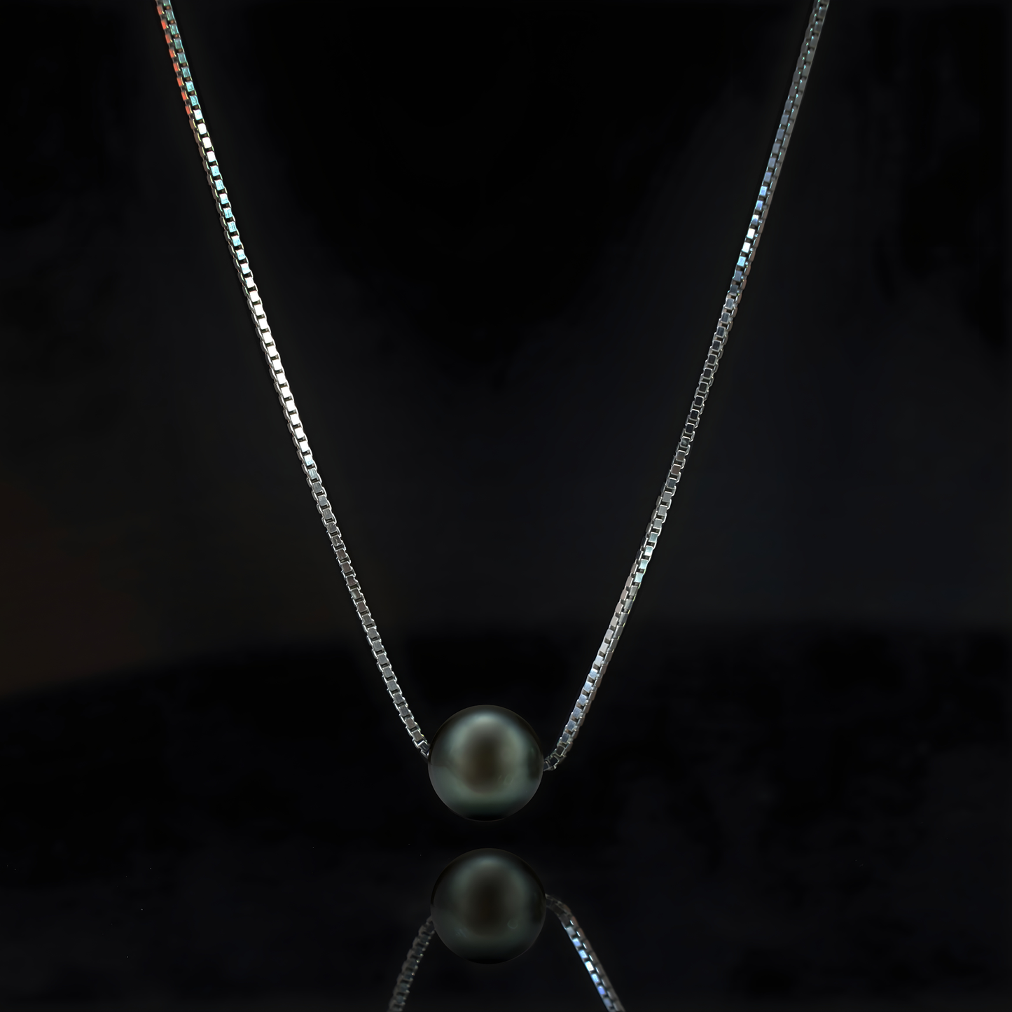 Edellis Tahiti Perle Halskette – Echte Tahiti-Zuchtperle 9–10 mm AA+ auf 925 Sterling Silber oder 14K Vergoldete Boxkette