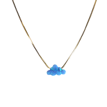 Edellis Wolken Opal Halskette – Blauer oder Weißer Opal Anhänger auf 925 Sterling Silber oder 18K Vergoldeter Box Kette | Länge 40–45 cm