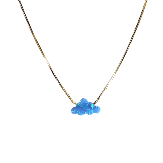 Edellis Wolken Opal Halskette – Blauer oder Weißer Opal Anhänger auf 925 Sterling Silber oder 18K Vergoldeter Box Kette | Länge 40–45 cm