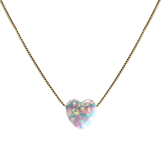 Edellis Geschenkbox mit weißem Opal Herzanhänger